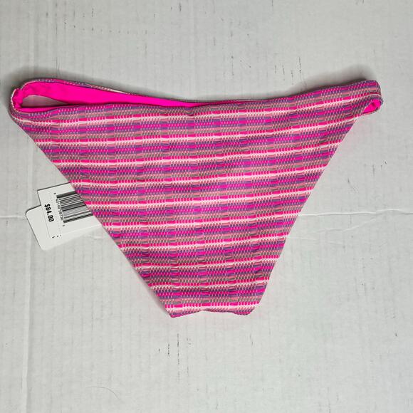 L*Space Camacho Classic Bikini Bottom Pink Stripe Nylon Swimwear NWT Small - Picture 4 of 7